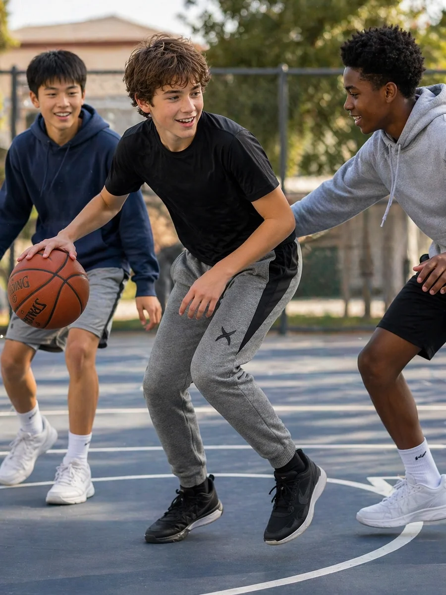 Game Time Boys Fleece Jogger With Black Piping And Panel Contrast