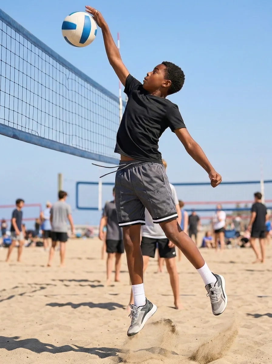 Game Time Boys Mesh Short Charcoal Grey Hem Contrast