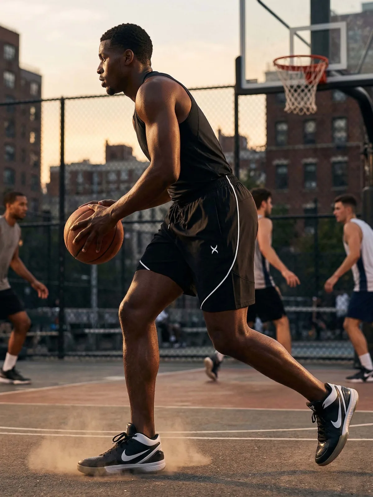 Game Time Mens Shorts Black Mesh Court