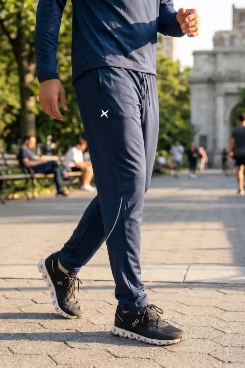 Game Time men's navy tricot jogger, walking in the park